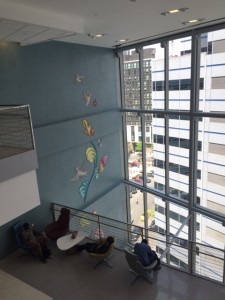 Fiterman Hall at BMCC (a DASNY project) illustrating views, daylight and images of nature.